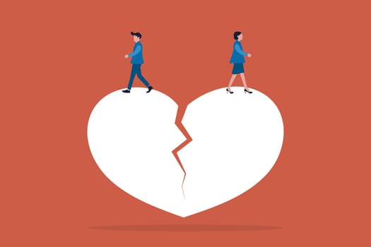Businessman and business woman standing. concept of gender gap or business inequality concept. Business career challenge symbol vector