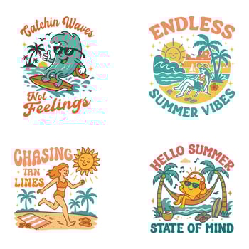 Best Summer Tee Shirt Design Sublimation Bundle, Summer Vibes Illustration, Summer Vacation Graphics vector