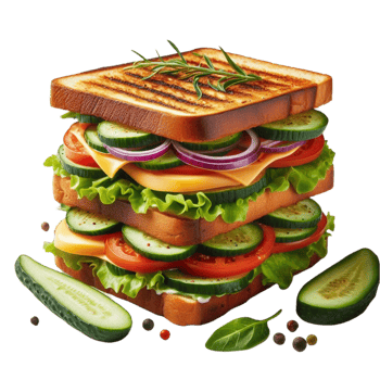Stack of Toasted Sandwiches with Avocado png