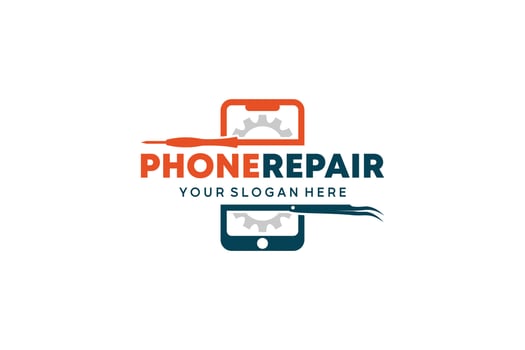Mobile phone repair logo design template with repair tools symbol vector