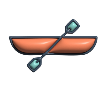 Modern 3D Canoe Icon Water Sports and Nature Exploration Design png