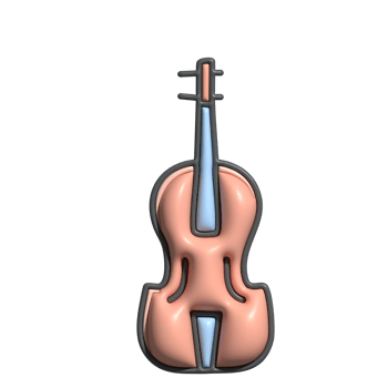 3D Render of Violin Icon Classical Music, Instrument, and Elegant Sound Symbol png