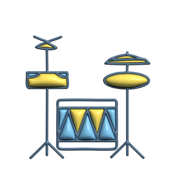 3D Render of Drum Band Icon Percussion, Music Ensemble, and Performance Symbol png