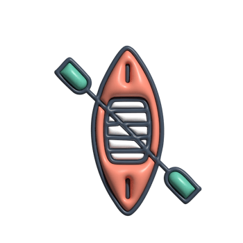 3D Render of Canoe Icon Watercraft and Outdoor Adventure Symbol png