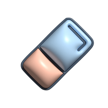 3D Render of Eraser Icon Correction, Stationery, and Office Supplies Symbol png