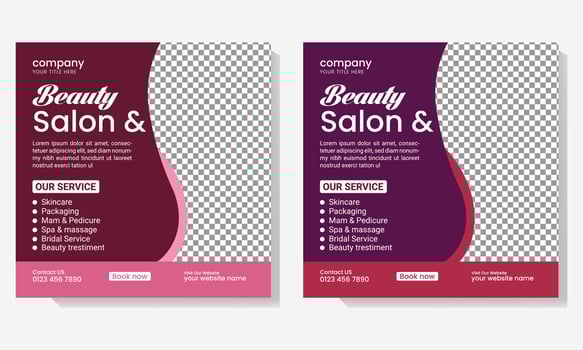 beauty salon social media post template design vector