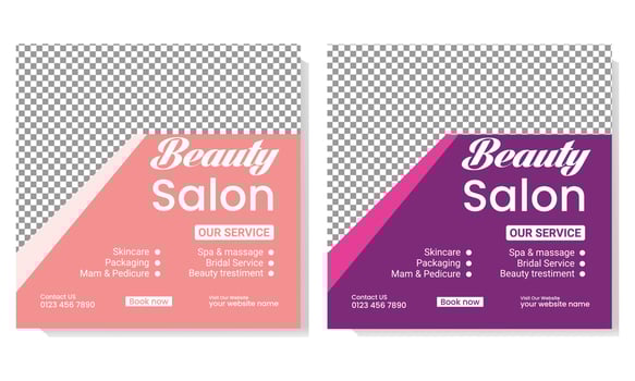 Salon Social Media Post Template Design vector