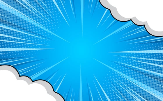 Pop art comic background with clouds and halftone dots. vector