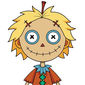 Cute cartoon scarecrow illustration for halloween and autumn themed designs vector