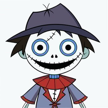 Cute cartoon scarecrow character illustration for halloween themed design projects vector