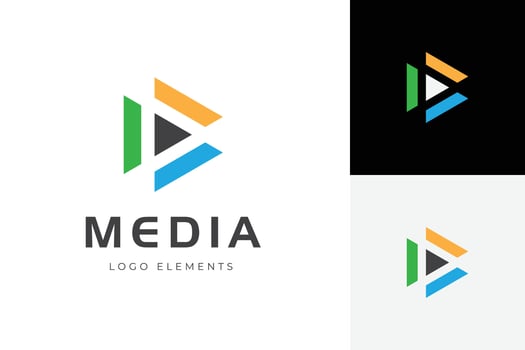 Play Media Logo with Play button graphic symbol for multimedia logo illustration vector