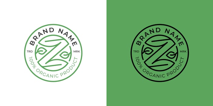 Nature brand mark with letter z leaf logo badge design, logo template vector