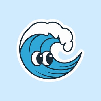 Cute Cartoon Ocean Wave with Eyes Illustration vector