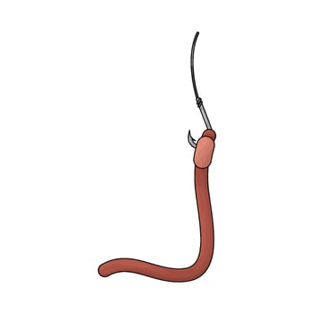 Fishing hook with worm vector