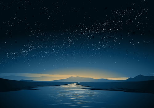 Breathtaking starry night at river vector
