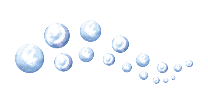 Soap bubbles wave watercolor illustration for kids design. Transparent air spheres from bath foam different size. Hand drawn isolated spray of water blobs. Marine clip art for baby wallpaper, textile. png