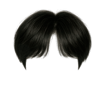 Neat black wig isolated on transparent background, png