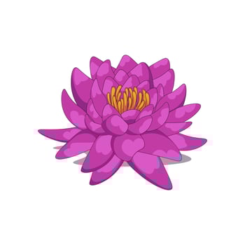Pink lotus flower in flat design. Botanical India symbol, aquatic plant. illustration isolated. vector