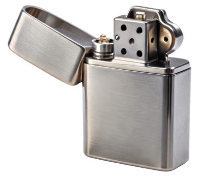 Sleek metal lighter with classic design and practical use isolated on a transparent background png