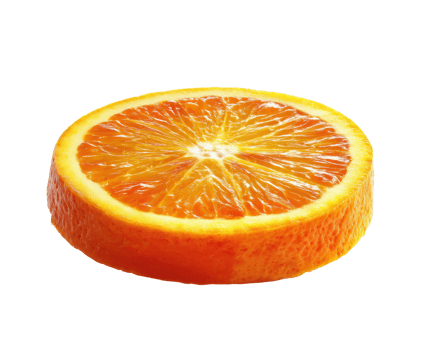 Fresh orange slice on a clean surface ready for culinary use png