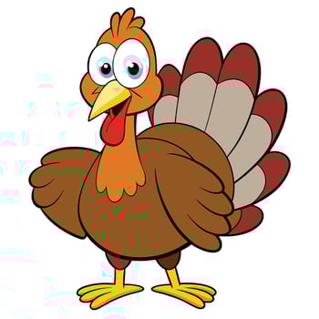 Cute cartoon turkey illustration for thanksgiving holiday celebrations and seasonal designs vector