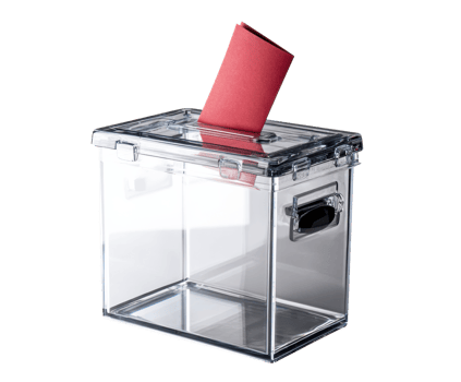 Ballot box with red voting paper for elections in public spaces png
