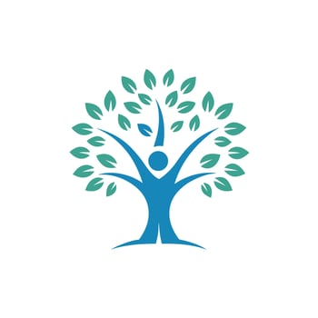 Negative Space Tree Bird Logo Design vector