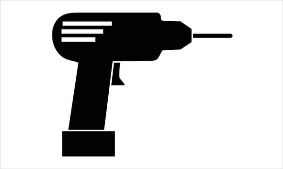 Electric drill machine silhouette vector