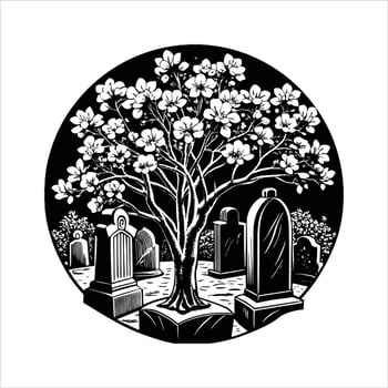Woods Surrounding Cemetery vector