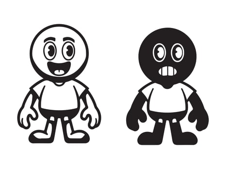 Contrasting cartoon characters in black and white, perfect for kids' products. vector