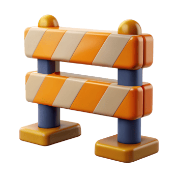 Construction Barrier 3D Icon, Realistic Roadblock Symbol for Safety, Work Zone, Caution, and Under Construction Concept in Digital and UI Design png