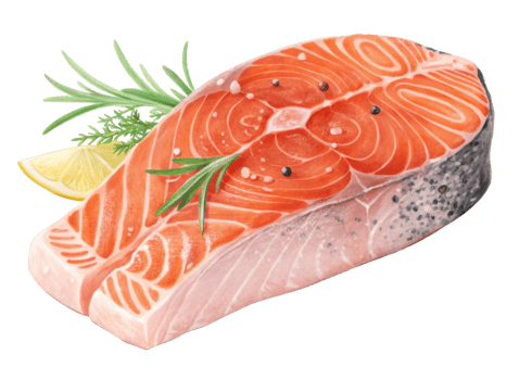 Fresh salmon steak with herbs and lemon slice is delicious and healthy choice for flavorful meal with vibrant colors and natural texture png