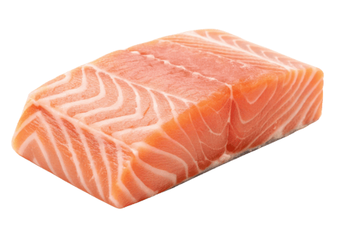 Fresh salmon fillet with vibrant orange color and white fat lines perfect for cooking or sushi preparation png