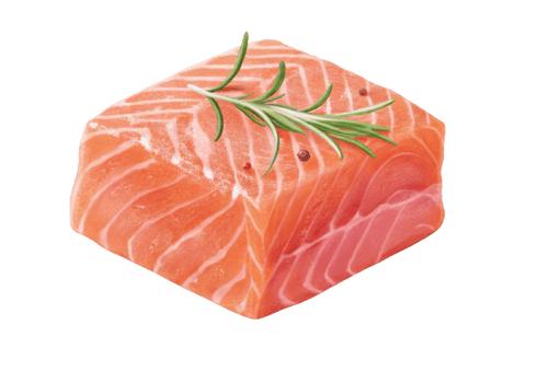 Fresh salmon fillet with rosemary and peppercorns on top showing vibrant salmon color and texture png