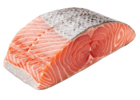 Fresh salmon fillet with skin showing vibrant pink flesh and natural texture perfect for cooking or grilling png