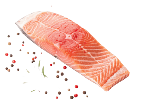 Fresh salmon fillet with peppercorn and herb seasoning isolated on transparency background perfect for healthy cooking and delicious meals png
