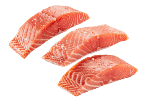 Frozen salmon fillet pieces with natural texture and fresh appearance perfect for healthy cooking and delicious meals png