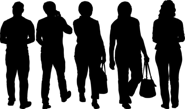 Man and the woman isolated silhouette couple standing silhouette vector