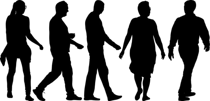 Mini set Man and woman isolated silhouette couple standing silhouette vector