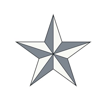 Geometric silver star with shaded segments on white background vector
