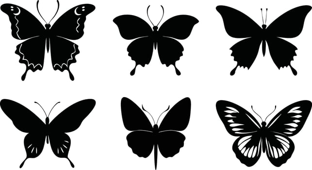 Black Butterfly Icon Collection for Branding and Web vector