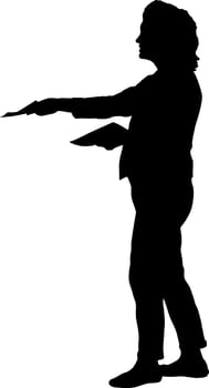 Woman giving an advertising brochure isolated silhouette vector