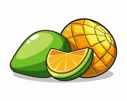 Mango, Lime, Orange Fruit Illustration vector