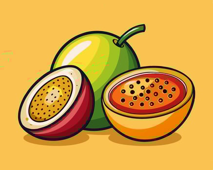 Passion Fruit Illustration, Cartoon Style vector