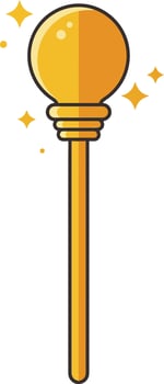 Honey dipper wooden stick with dripping honey and sparkling golden drops illustration vector