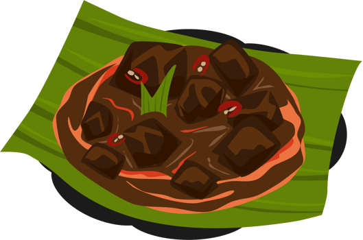 Beef rendang on banana leaf png