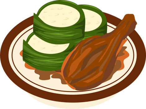 Lemang and rendang on plate png