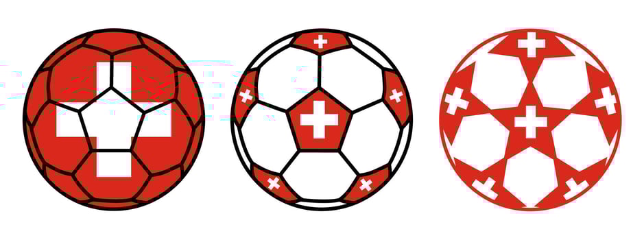 set soccer ball Switzerland flag icon. football nation symbol design illustration vector