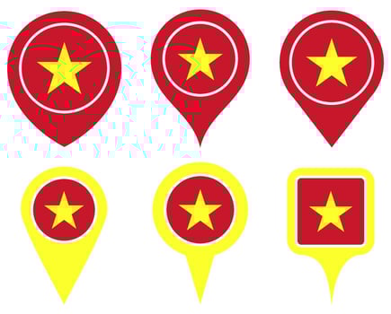 set Location pin vietnam flag icon. Country location symbol Map markers design template illustration vector