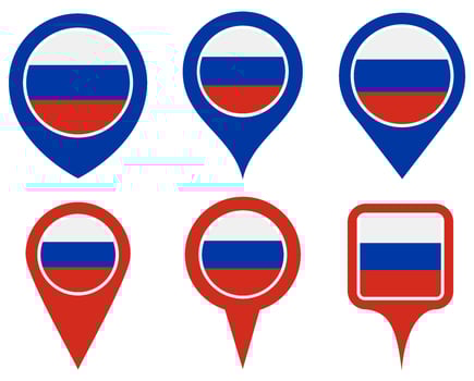 set Location pin russia flag icon. Country location symbol Map markers design template illustration vector